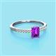 2 - Silvia Desire 6x4 mm Emerald Cut Amethyst and Round Diamond Engagement Ring 