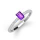 3 - Silvia Desire 6x4 mm Emerald Cut Amethyst and Round Diamond Engagement Ring 