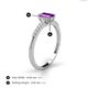 4 - Silvia Desire 6x4 mm Emerald Cut Amethyst and Round Diamond Engagement Ring 