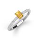 3 - Silvia Desire 6x4 mm Emerald Cut Citrine and Round Diamond Engagement Ring 
