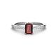 1 - Silvia Desire 6x4 mm Emerald Cut Red Garnet and Round Diamond Engagement Ring 