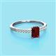 2 - Silvia Desire 6x4 mm Emerald Cut Red Garnet and Round Diamond Engagement Ring 