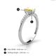 4 - Silvia Desire 6x4 mm Emerald Cut Yellow Sapphire and Round Diamond Engagement Ring 