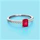 2 - Silvia Desire 6x4 mm Emerald Cut Ruby and Round Diamond Engagement Ring 