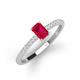 3 - Silvia Desire 6x4 mm Emerald Cut Ruby and Round Diamond Engagement Ring 