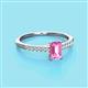 2 - Silvia Desire 6x4 mm Emerald Cut Pink Sapphire and Round Diamond Engagement Ring 
