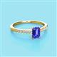 2 - Silvia Desire 6x4 mm Emerald Cut Tanzanite and Round Diamond Engagement Ring 