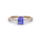 1 - Silvia Desire 6x4 mm Emerald Cut Tanzanite and Round Diamond Engagement Ring 