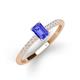 3 - Silvia Desire 6x4 mm Emerald Cut Tanzanite and Round Diamond Engagement Ring 