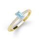 3 - Silvia Desire 6x4 mm Emerald Cut Aquamarine and Round Diamond Engagement Ring 