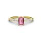 1 - Silvia Desire 6x4 mm Emerald Cut Pink Tourmaline and Round Diamond Engagement Ring 