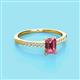 2 - Silvia Desire 6x4 mm Emerald Cut Pink Tourmaline and Round Diamond Engagement Ring 