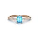 1 - Silvia Desire 6x4 mm Emerald Cut Blue Topaz and Round Diamond Engagement Ring 