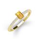 3 - Silvia Desire 6x4 mm Emerald Cut Citrine and Round Diamond Engagement Ring 