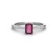 1 - Silvia Desire 6x4 mm Emerald Cut Rhodolite Garnet and Round Diamond Engagement Ring 