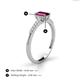 4 - Silvia Desire 6x4 mm Emerald Cut Rhodolite Garnet and Round Diamond Engagement Ring 