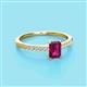 2 - Silvia Desire 6x4 mm Emerald Cut Rhodolite Garnet and Round Diamond Engagement Ring 