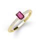 3 - Silvia Desire 6x4 mm Emerald Cut Rhodolite Garnet and Round Diamond Engagement Ring 