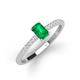 3 - Silvia Desire 6x4 mm Emerald Cut Emerald and Round Diamond Engagement Ring 