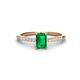 1 - Silvia Desire 6x4 mm Emerald Cut Emerald and Round Diamond Engagement Ring 