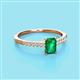 2 - Silvia Desire 6x4 mm Emerald Cut Emerald and Round Diamond Engagement Ring 