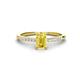 1 - Silvia Desire 6x4 mm Emerald Cut Yellow Sapphire and Round Diamond Engagement Ring 