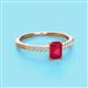 2 - Silvia Desire 6x4 mm Emerald Cut Ruby and Round Diamond Engagement Ring 
