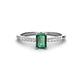 1 - Silvia Desire 6x4 mm Emerald Cut Lab Created Alexandrite and Round Diamond Engagement Ring 