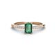 1 - Silvia Desire 6x4 mm Emerald Cut Lab Created Alexandrite and Round Diamond Engagement Ring 
