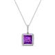 1 - Charlene 6.50 mm Princess Cut Amethyst and Round Diamond Halo Pendant Necklace 