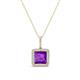 1 - Charlene 6.50 mm Princess Cut Amethyst and Round Diamond Halo Pendant Necklace 