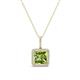 1 - Charlene 6.50 mm Princess Cut Peridot and Round Diamond Halo Pendant Necklace 