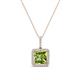 1 - Charlene 6.50 mm Princess Cut Peridot and Round Diamond Halo Pendant Necklace 