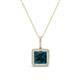 1 - Charlene 6.50 mm Princess Cut London Blue Topaz and Round Diamond Halo Pendant Necklace 