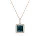 1 - Charlene 6.50 mm Princess Cut London Blue Topaz and Round Diamond Halo Pendant Necklace 