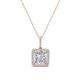 1 - Charlene 6.50 mm Princess Cut Forever Brilliant Moissanite and Round Diamond Halo Pendant Necklace 