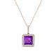 1 - Charlene 6.50 mm Princess Cut Amethyst and Round Diamond Halo Pendant Necklace 