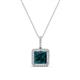 1 - Charlene 6.50 mm Princess Cut London Blue Topaz and Round Diamond Halo Pendant Necklace 