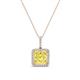1 - Charlene 6.50 mm Princess Cut Lab Created Yellow Sapphire and Round Diamond Halo Pendant Necklace 