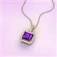 3 - Charlene 6.50 mm Princess Cut Amethyst and Round Diamond Halo Pendant Necklace 