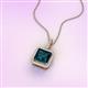 3 - Charlene 6.50 mm Princess Cut London Blue Topaz and Round Diamond Halo Pendant Necklace 