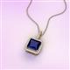 3 - Charlene 6.50 mm Princess Cut Created Blue Sapphire and Round Diamond Halo Pendant Necklace 