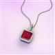 3 - Charlene 6.50 mm Princess Cut Lab Created Ruby and Round Diamond Halo Pendant Necklace 