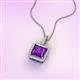 3 - Charlene 6.50 mm Princess Cut Amethyst and Round Diamond Halo Pendant Necklace 