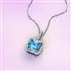 3 - Charlene 6.50 mm Princess Cut Blue Topaz and Round Diamond Halo Pendant Necklace 