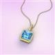 3 - Charlene 6.50 mm Princess Cut Blue Topaz and Round Diamond Halo Pendant Necklace 