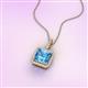 3 - Charlene 6.50 mm Princess Cut Blue Topaz and Round Diamond Halo Pendant Necklace 