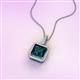 3 - Charlene 6.50 mm Princess Cut London Blue Topaz and Round Diamond Halo Pendant Necklace 