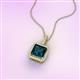 3 - Charlene 6.50 mm Princess Cut London Blue Topaz and Round Diamond Halo Pendant Necklace 