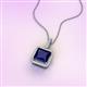 3 - Charlene 6.50 mm Princess Cut Created Blue Sapphire and Round Diamond Halo Pendant Necklace 